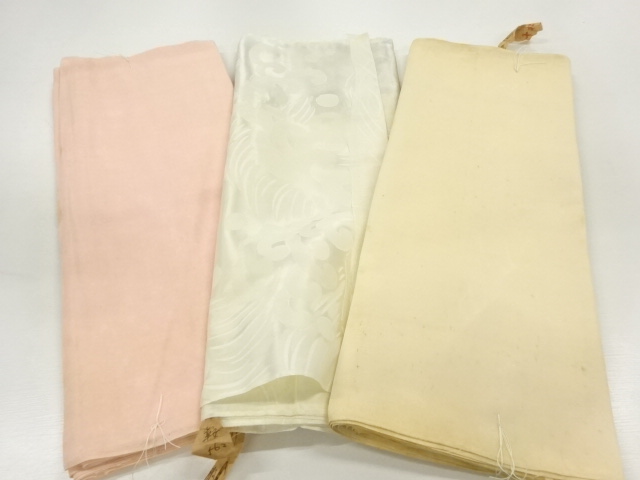 JAPANESE KIMONO / ANTIQUE CLOTH FOR LINING OF SHOULDER AREA & UPPER LINING SET / SILK / SET OF 3